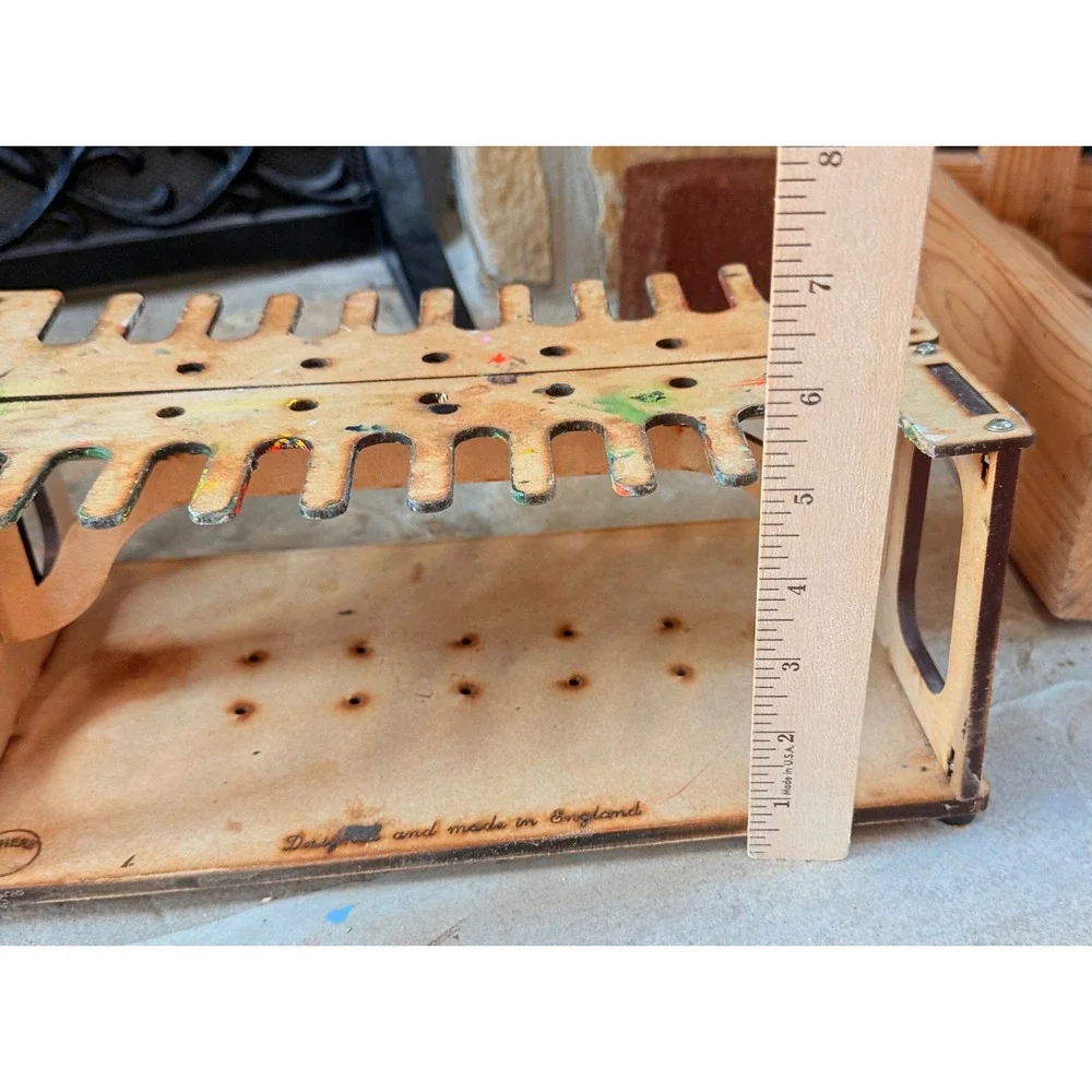 Set of 2 Handmade Artist Paint Tube Brush Storage Racks Made England‎